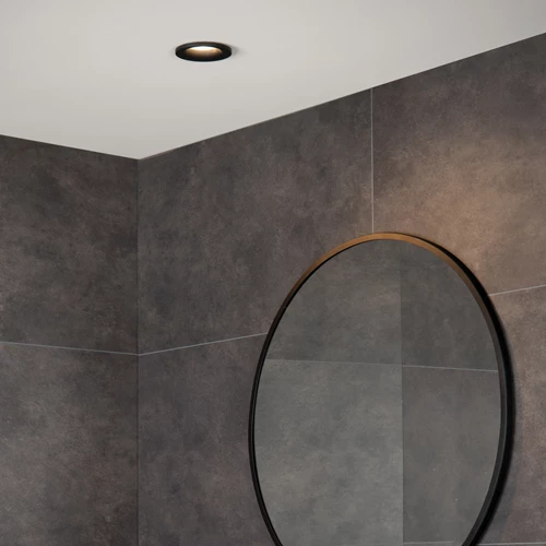 Lucide ZIVA - Inbouwspot Badkamer - Ø 8,4 cm - 1xGU10 - IP44 - Zwart - sfeer 1